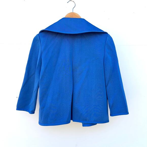 St. John Open Front Santana Knit Blazer Jacket Electric Blue Collared 0 Cobalt - Picture 5 of 8